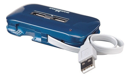 Manhattan Hub Usb 2.0 De 7 Puertos, 480 Mbit/s, Con Fuente Azul