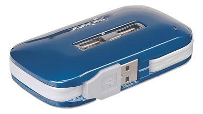 Manhattan Hub Usb 2.0 De 7 Puertos, 480 Mbit/s, Con Fuente Azul