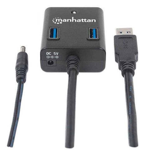 Manhattan Hub Usb A 3.0  Supervelocidad 4 Puertos 5000 Mbit Negro