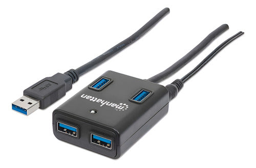 Manhattan Hub Usb A 3.0  Supervelocidad 4 Puertos 5000 Mbit Negro