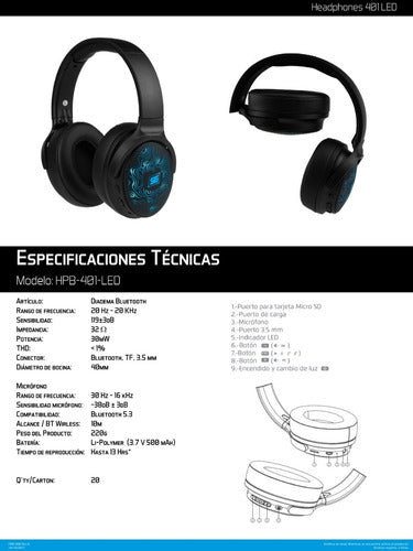 Vorago Audífonos Micrófono Start The Game Hpb-401-led Bluet