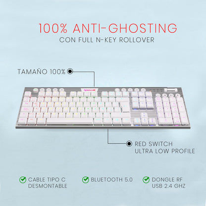 Teclado Mecánico Gamer Redragon Horus K618w-rgb, Wireless