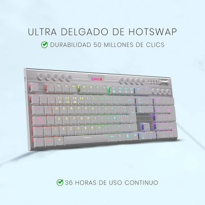 Teclado Mecánico Gamer Redragon Horus K618w-rgb, Wireless