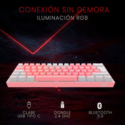 Teclado Mecánico Redragon 60% Fizz Pro K616rgb Pink/white Wl