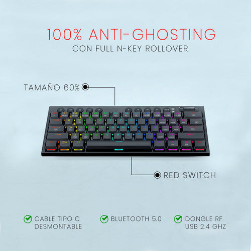 Teclado Mecanico Redragon Horus Mini K632-pro 60% Wireless