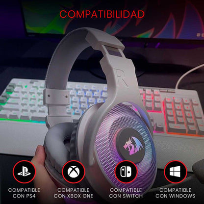 Redragon Audífonos Gamer Pandora H350 Alámbrico 2 M Blanco