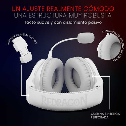 Redragon Audífonos Gamer Pandora H350 Alámbrico 2 M Blanco