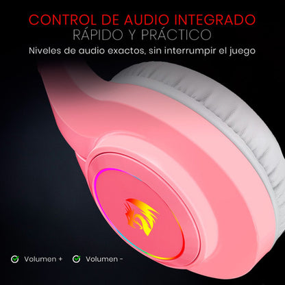 Redragon Audífonos Gamer Hylas Rgb Alámbrico 2 M Usb-a Rosa