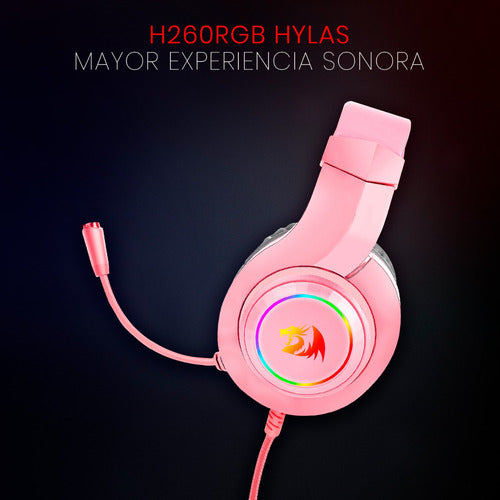 Redragon Audífonos Gamer Hylas Rgb Alámbrico 2 M Usb-a Rosa