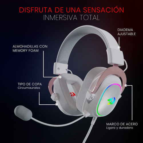 Redragon Audífonos Gamer Zeus X H510 Alám 3.5mm/usb Blanco