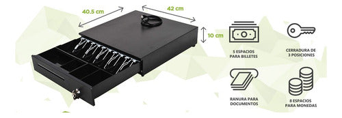 Cajón De Dinero Ghia Gcd581 Con Llave, 5.7kg, Negro