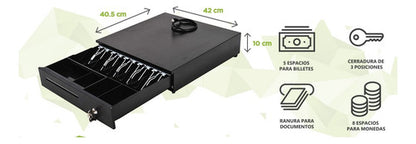 Cajón De Dinero Ghia Gcd581 Con Llave, 5.7kg, Negro