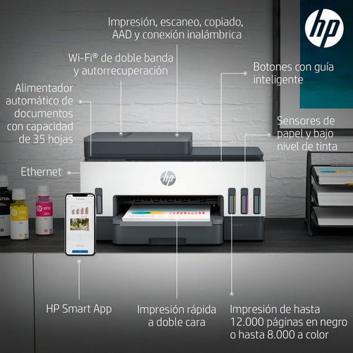 Multifuncional Hp Smart Tank 750 Color Inyección Inalámbrico