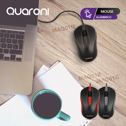 Mouse Quaroni Óptico Maq01n, Alámbrico, Usb, 1200dpi, Negro