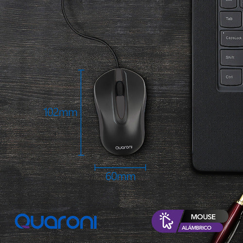 Mouse Quaroni Óptico Maq01n, Alámbrico, Usb, 1200dpi, Negro