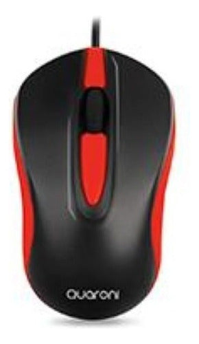 Mouse Óptico Quaroni Alámbrico Color Rojo 1200 Dpi Modelo Maq01r