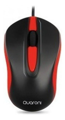 Mouse Óptico Quaroni Alámbrico Color Rojo 1200 Dpi Modelo Maq01r