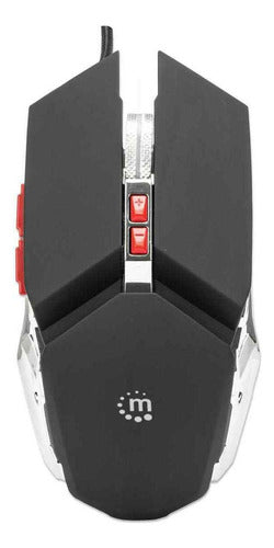 Mouse Gamer Manhattan Óptico, Alámbrico, Usb, 3200dpi Plata Negro/gris