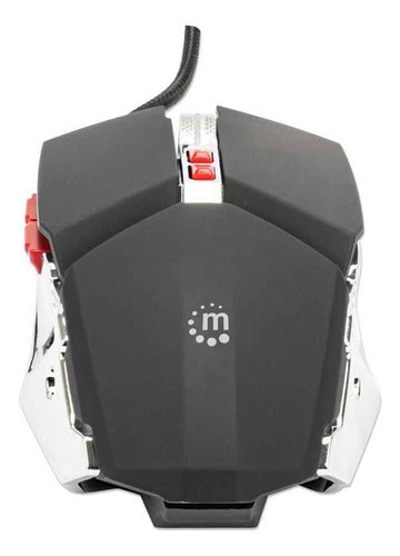 Mouse Gamer Manhattan Óptico, Alámbrico, Usb, 3200dpi Plata Negro/gris