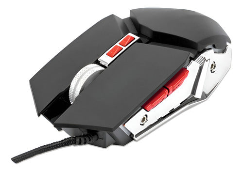 Mouse Gamer Manhattan Óptico, Alámbrico, Usb, 3200dpi Plata Negro/gris