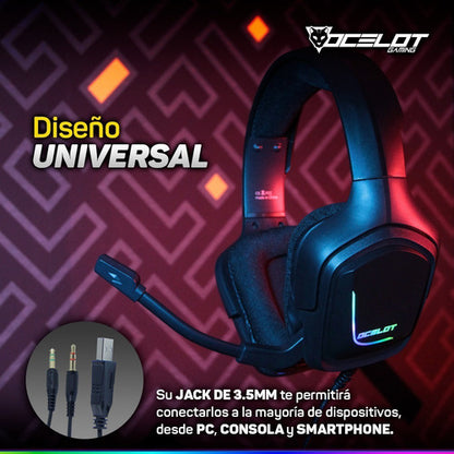 Ocelot Gaming Audífonos Gamer Ogeh02 Alámbrico 2.2m 3.5mm