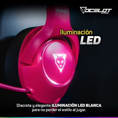 Ocelot Gaming Audífonos Gamer Ogh03 Multiplataforma 3.5 Rosa