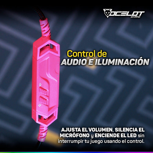 Ocelot Gaming Audífonos Gamer Ogh03 Multiplataforma 3.5 Rosa