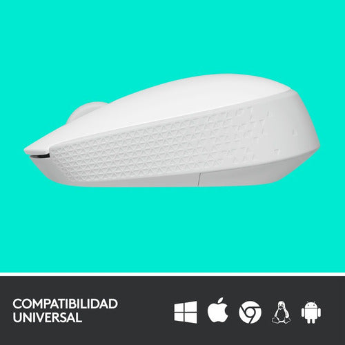 Mouse Ergonómico Logitech Óptico M170 Inalám 1000dpi Blanco