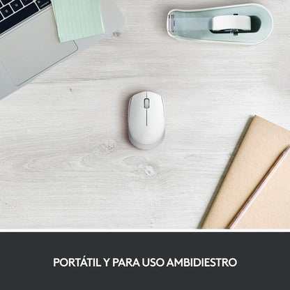 Mouse Ergonómico Logitech Óptico M170 Inalám 1000dpi Blanco
