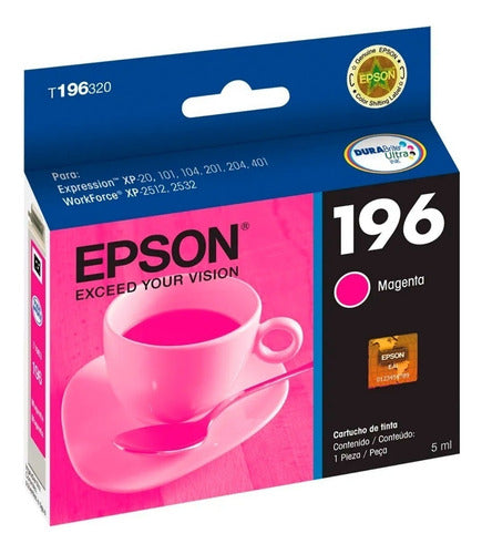 Cartucho Epson 196 Magenta, 290 Páginas T196320
