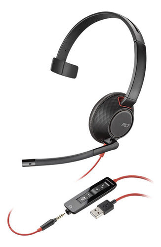 Poly Monoaural Con Micrófono Blackwire 5210 Usb A Negro/rojo