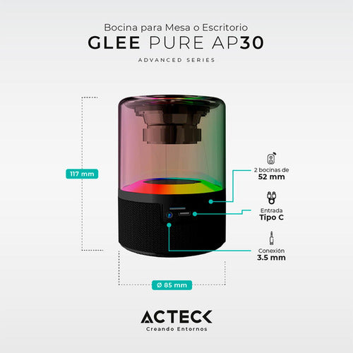 Acteck Bocina Portátil Glee Pure Ap30 Bluetooth 5w Rms Usb-c