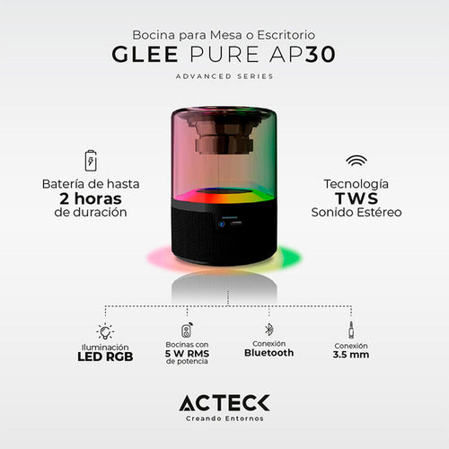 Acteck Bocina Portátil Glee Pure Ap30 Bluetooth 5w Rms Usb-c