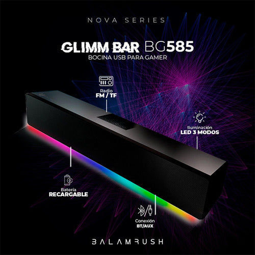 Balam Rush Barra Sonido Gamer Glimm Bg585 Bluetooth 10w Rms