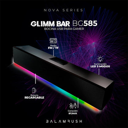 Balam Rush Barra Sonido Gamer Glimm Bg585 Bluetooth 10w Rms