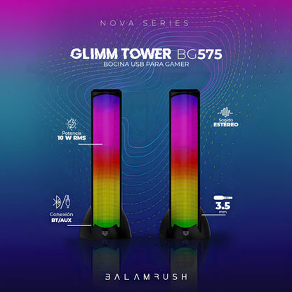 Balam Rush Bocina Gamer Glimm Tower Bg575 Bluetooth 2 Piezas