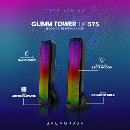 Balam Rush Bocina Gamer Glimm Tower Bg575 Bluetooth 2 Piezas