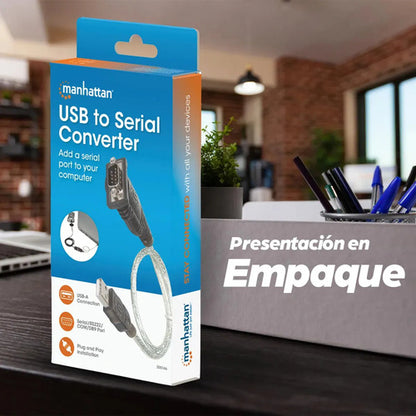 Manhattan - 205146 Convertidor De Usb A Puerto Serial/rs232 Plateado