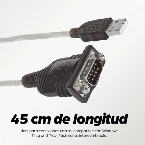 Manhattan - 205146 Convertidor De Usb A Puerto Serial/rs232 Plateado