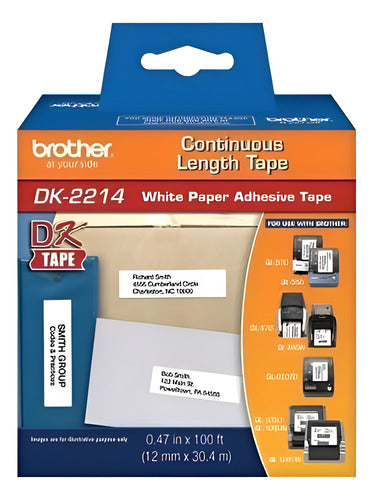 Brother Etiquetas Papel Continuo Dk2214 Negro Sobre Blanco