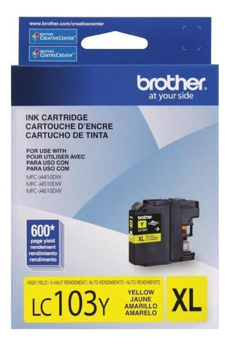 Cartucho Brother Lc103y Amarillo, 600 Páginas