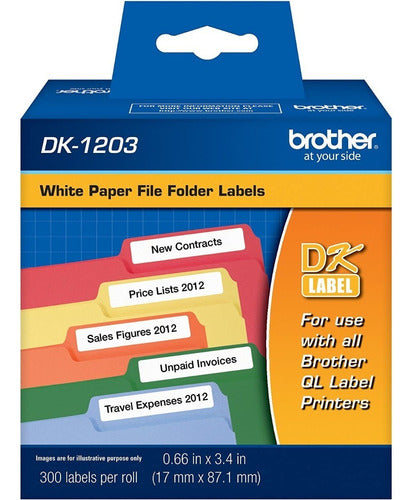 Brother Dk-1203 Rollo De Etiqueta De 0.66 X 3.4'', 300 Eti.