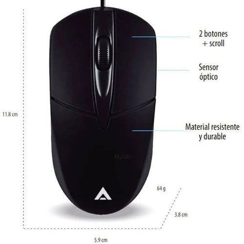 Mouse Acteck Óptico Entry 100, Alámbrico Usb 1000dpi Negro