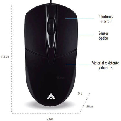 Mouse Acteck Óptico Entry 100, Alámbrico Usb 1000dpi Negro