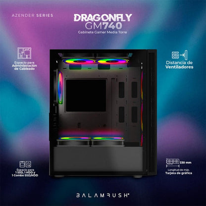 Gabinete Balam Rush Dragonfly Ii Mesh Gm740 Mini-tower Negro