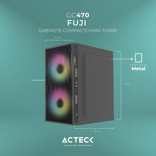 Gabinete Mini Torre Fuji Gc470 | M-atx, 500w Usb 3.0, 2xfan Color Negro