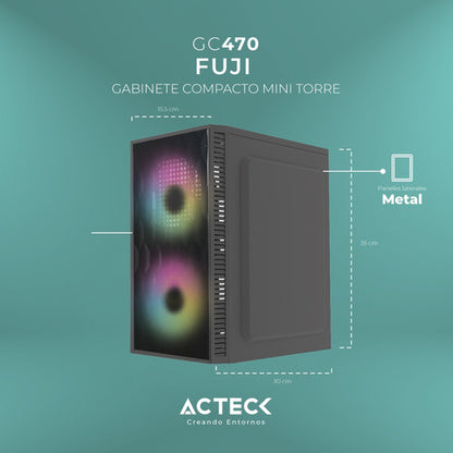 Gabinete Mini Torre Fuji Gc470 | M-atx, 500w Usb 3.0, 2xfan Color Negro