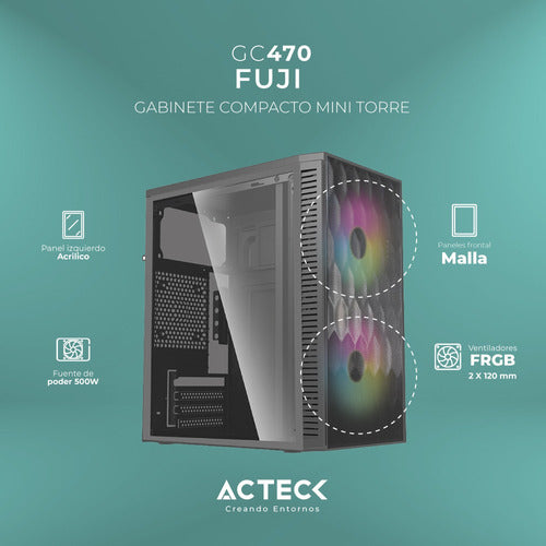 Gabinete Mini Torre Fuji Gc470 | M-atx, 500w Usb 3.0, 2xfan Color Negro