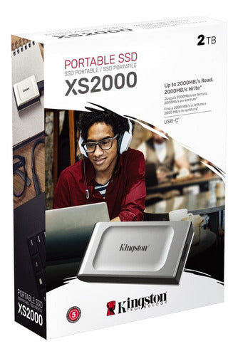 Ssd Externo Kingston Xs2000, 2tb, Usb C, Negro/plata