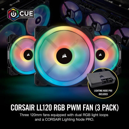 Ventilador Corsair Ll120 Rgb, 120mm, 600 - 1500rpm 3 Piezas